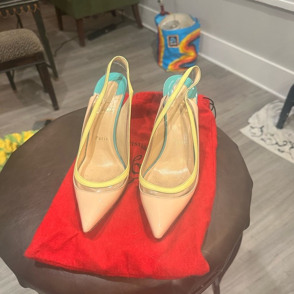 Christian Louboutin Shoes - Christian Louboutin Beige and Yellow Slingback Heels